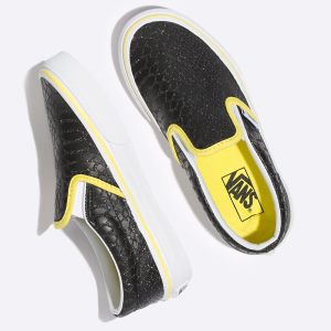 Vans Kiz Çocuk Kaykay Ayakkabısı Sparkle Snake Slip-On Siyah/Beyaz | 92342-547